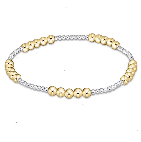 classic blissful pattern 2mm bead bracelet - 4mm mixed metal