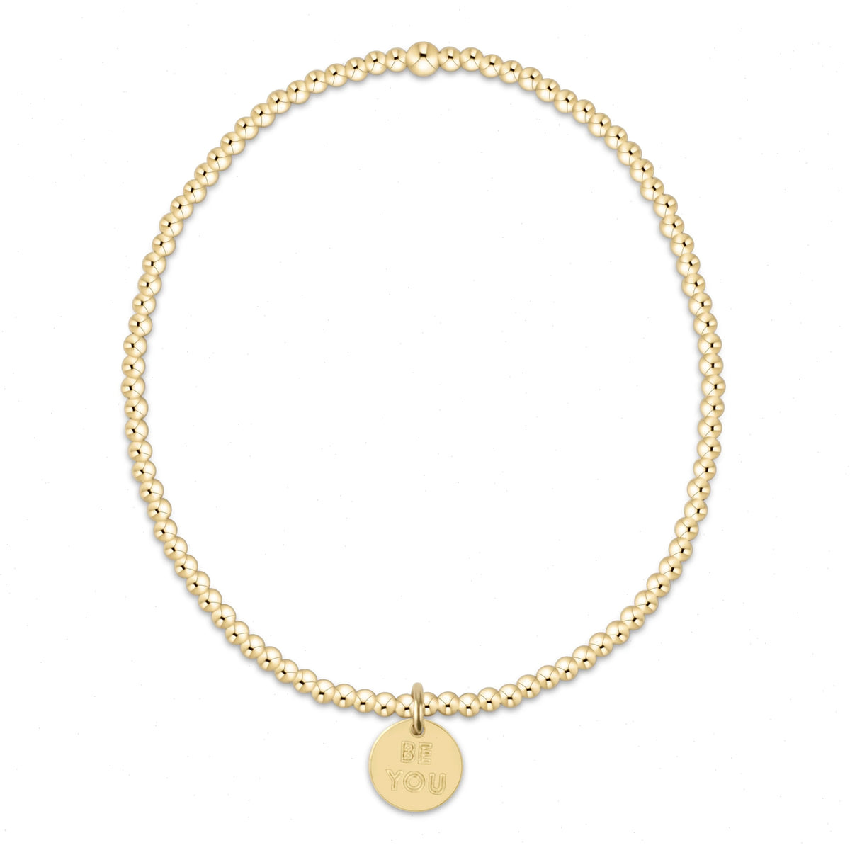 Classic Gold 2mm Bead Bracelet - be you. Small Gold Word Disc