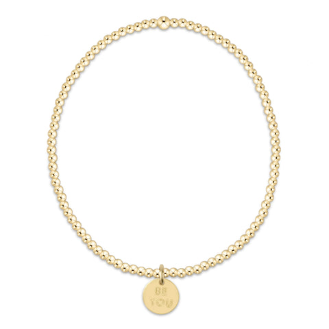 Classic Gold 2mm Bead Bracelet - be you. Small Gold Word Disc