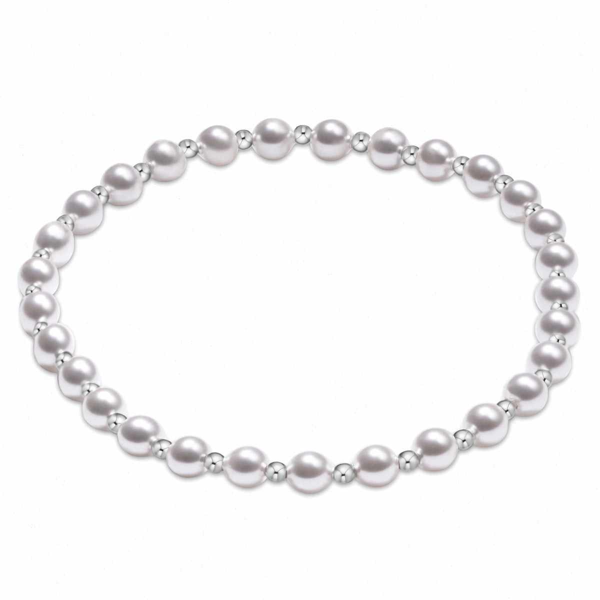 Classic Grateful Pattern Sterling 4mm Bead Bracelet - Pearl