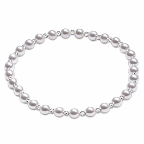 Classic Grateful Pattern Sterling 4mm Bead Bracelet - Pearl