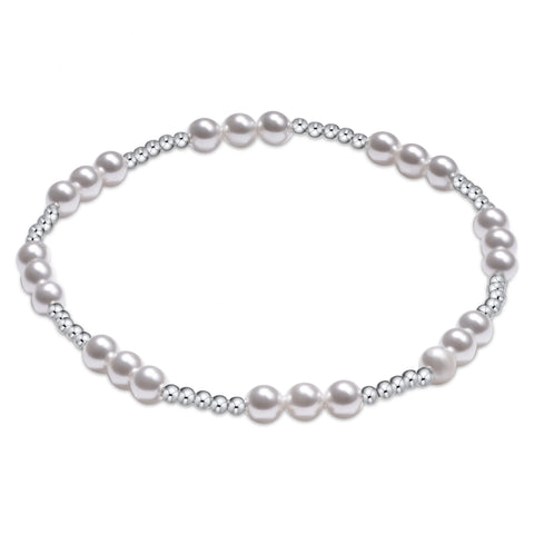 Classic Joy Pattern Sterling 4mm Bead Bracelet - Pearl