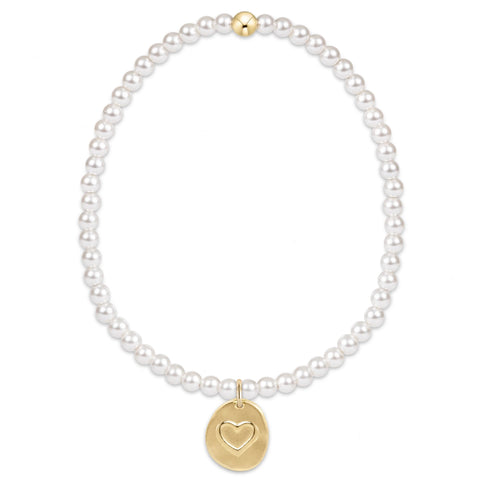 classic pearl 3mm bead bracelet - inspire love small gold charm