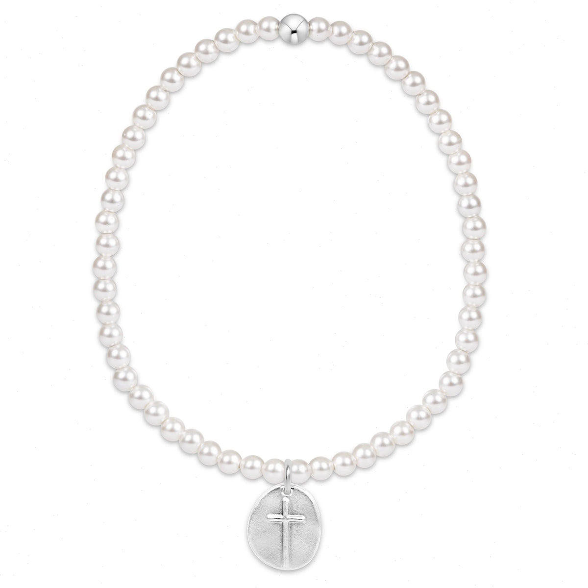 classic pearl 3mm bead bracelet - inspire small sterling charm