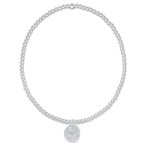 classic sterling 2mm bead bracelet - inspire love small sterling charm