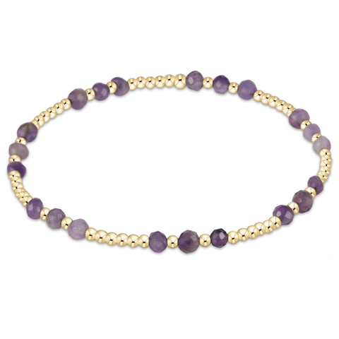 Gemstone Gold Joy Pattern 3mm Bead Bracelet - Amethyst
