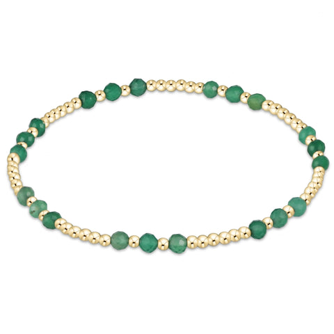 Gemstone Gold Joy Pattern 3mm Bead Bracelet - Green Onyx