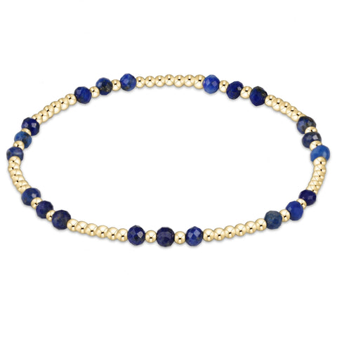 Gemstone Gold Joy Pattern 3mm Bead Bracelet - Lapis