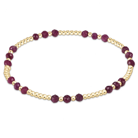 Gemstone Gold Joy Pattern 3mm Bead Bracelet - Ruby
