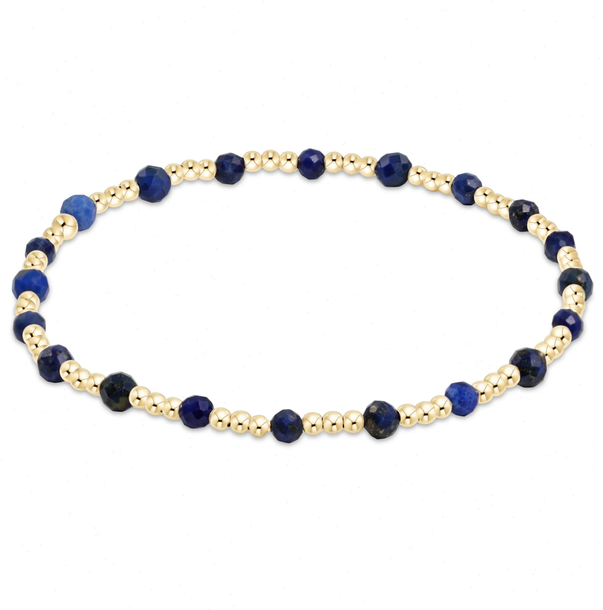 Gemstone Gold Sincerity Pattern 3mm Bead Bracelet - Lapis