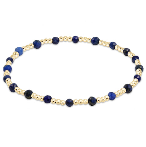 Gemstone Gold Sincerity Pattern 3mm Bead Bracelet - Lapis