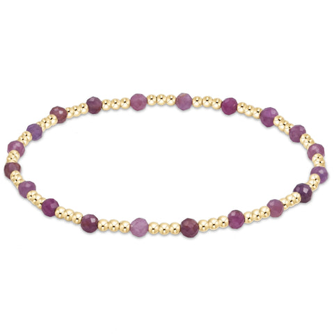 Gemstone Gold Sincerity Pattern 3mm Bead Bracelet - Ruby