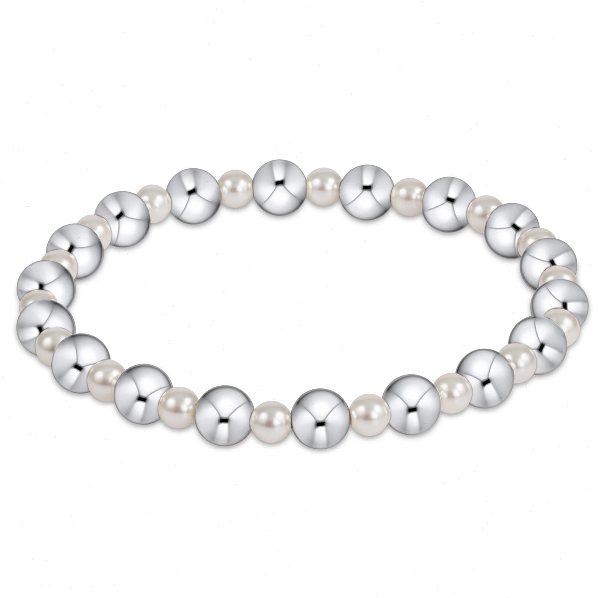 Pearl Grateful Pattern 4mm Bead Bracelet - 6mm Sterling