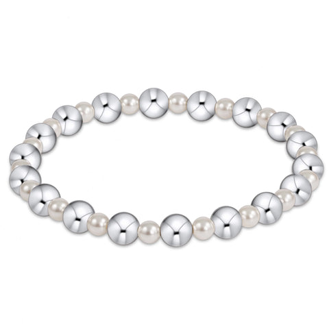 Pearl Grateful Pattern 4mm Bead Bracelet - 6mm Sterling