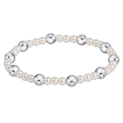 Pearl Sincerity Pattern 4mm Bead Bracelet - 6mm Sterling
