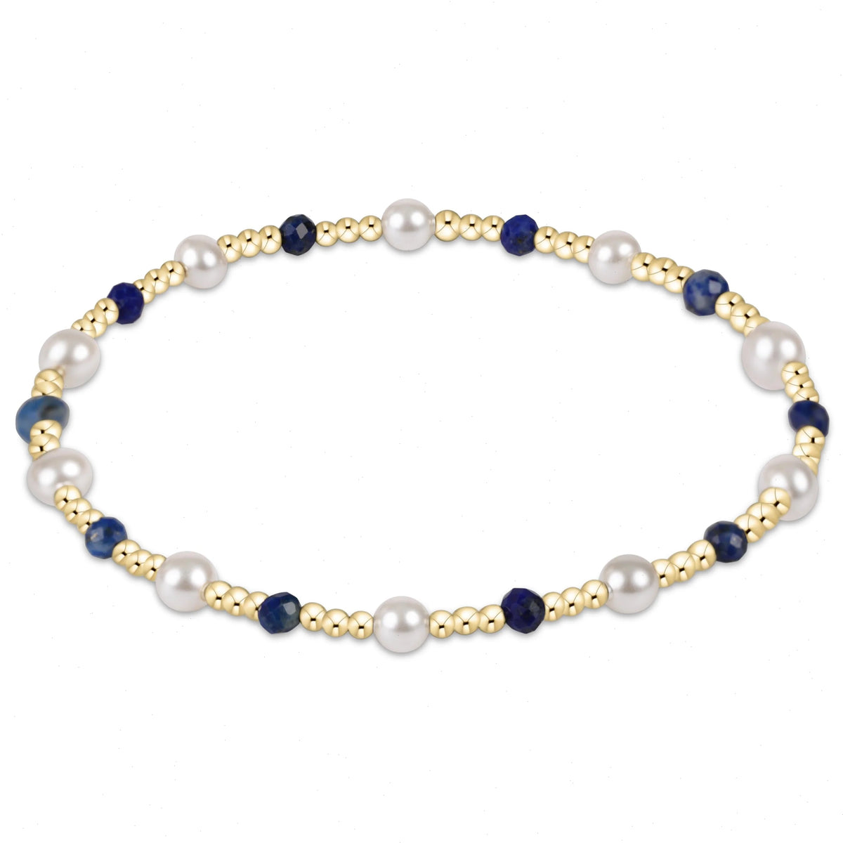 Pearl Sincerity Pattern 4mm Bead Bracelet - Lapis