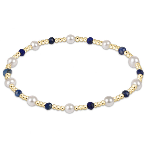 Pearl Sincerity Pattern 4mm Bead Bracelet - Lapis