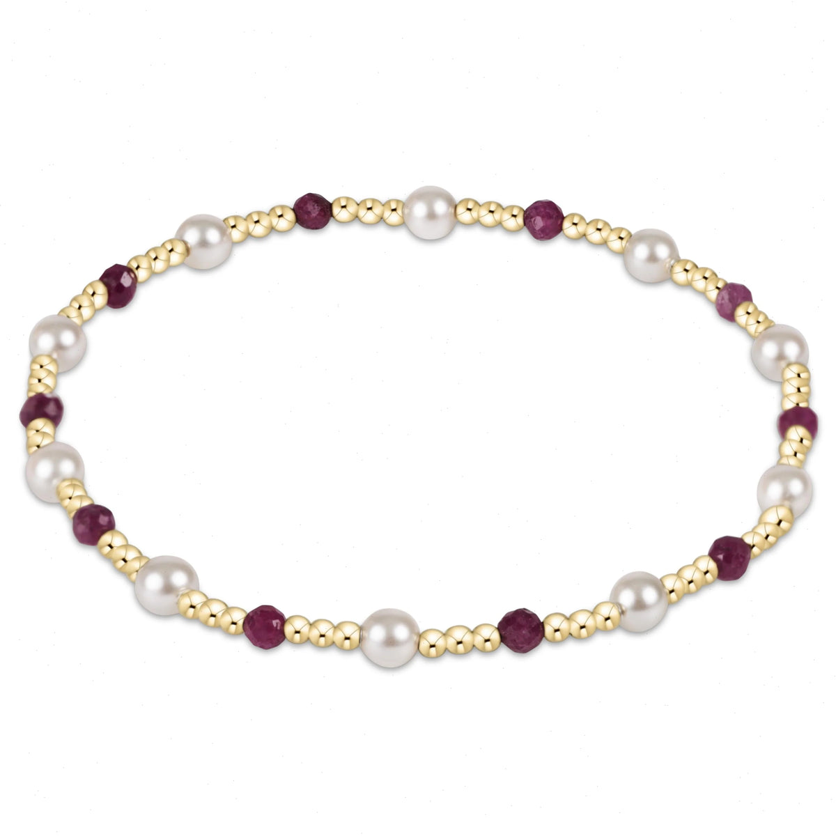 Pearl Sincerity Pattern 4mm Bead Bracelet - Ruby
