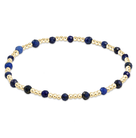 egirl Gemstone Gold Sincerity Pattern 3mm Bead Bracelet - Lapis