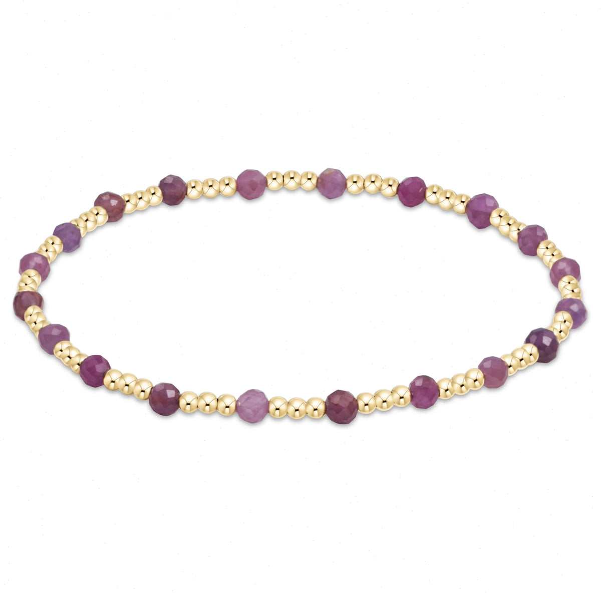 egirl Gemstone Gold Sincerity Pattern 3mm Bead Bracelet - Ruby