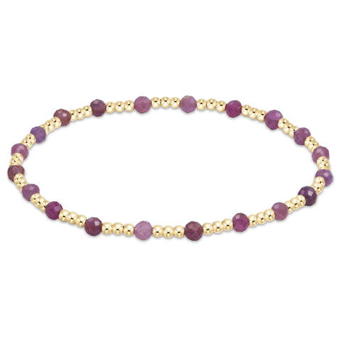 egirl Gemstone Gold Sincerity Pattern 3mm Bead Bracelet - Ruby