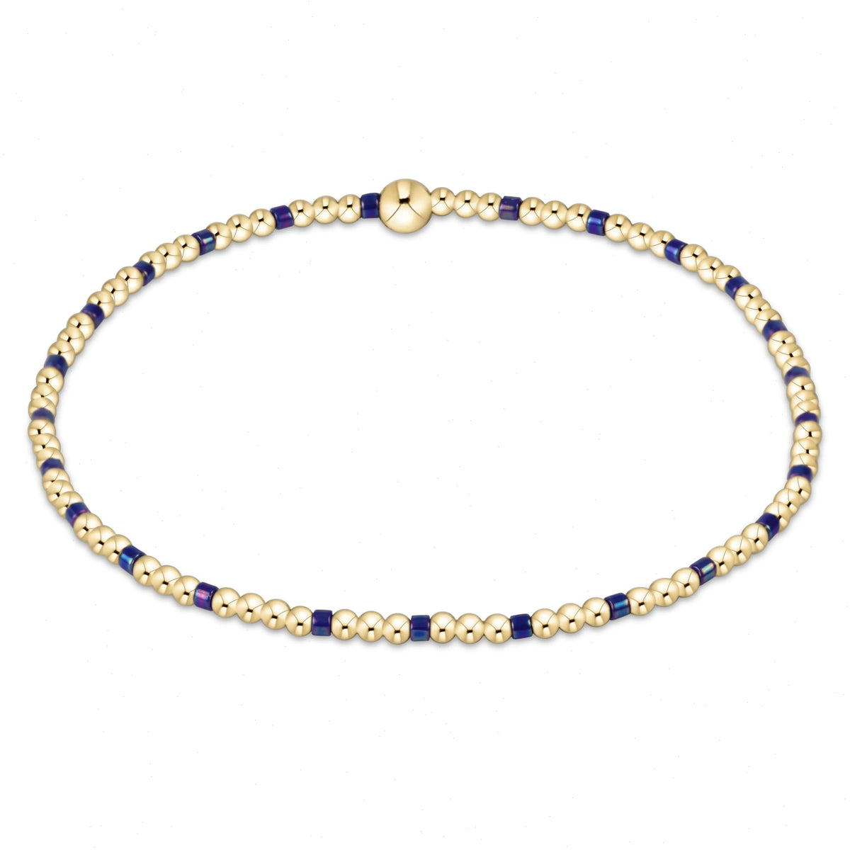 egirl Hope Sincerity Pattern 2mm Bead Bracelet - Blue Metallic