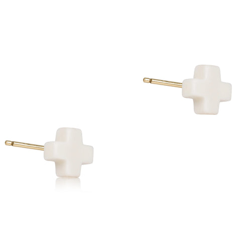 Signature Cross Small Stud - Off-White