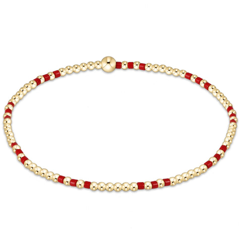 Gameday Hope Joy Pattern 2mm Bead Bracelet - Bright Red