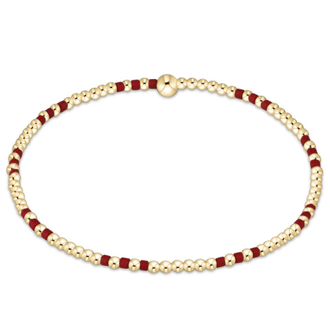 Gameday Hope Joy Pattern 2mm Bead Bracelet - Crimson