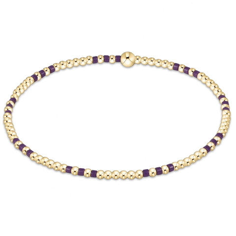 Gameday Hope Joy Pattern 2mm Bead Bracelet - Deep Purple