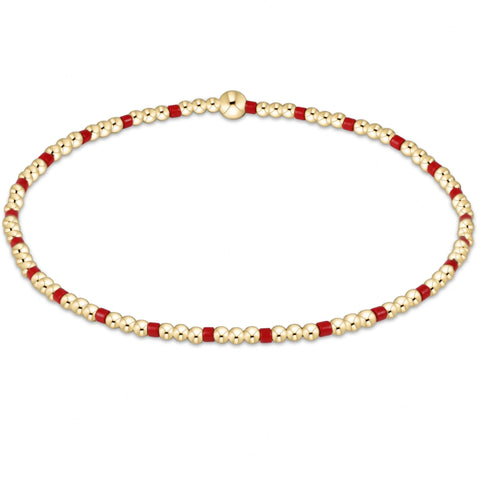 Gameday Hope Sincerity Pattern 2mm Bead Bracelet - Bright Red