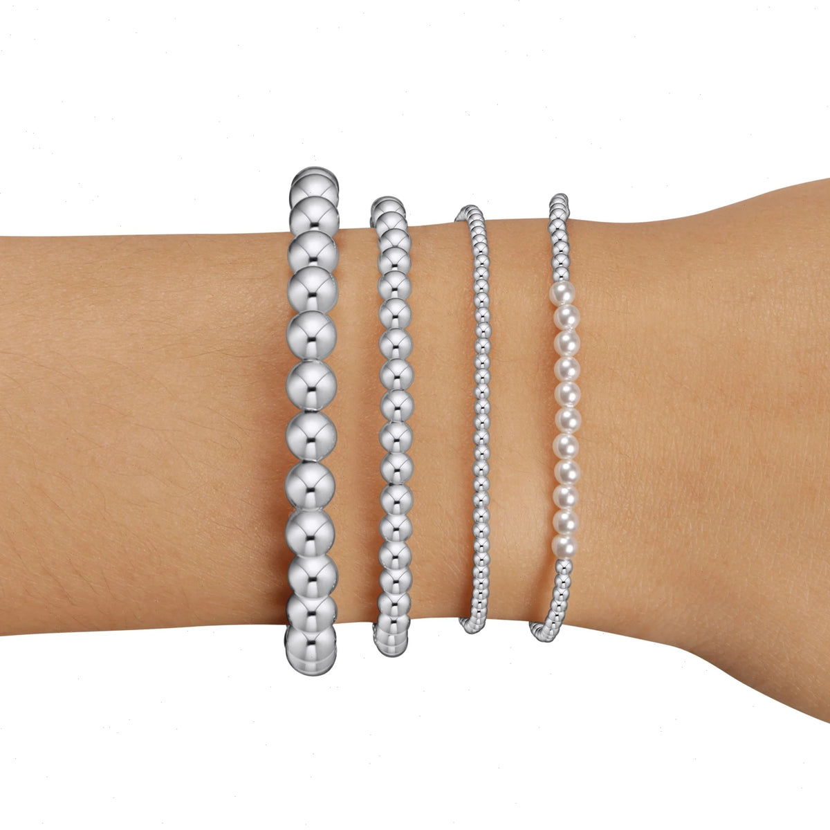 everyday sterling stack of 4 - pearl