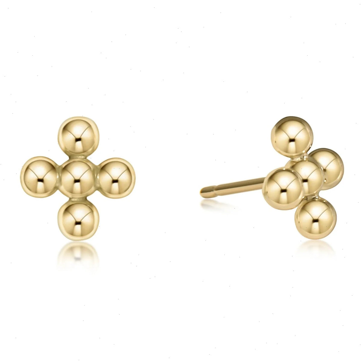 Classic Beaded Signature Cross Stud - 4mm Bead Gold