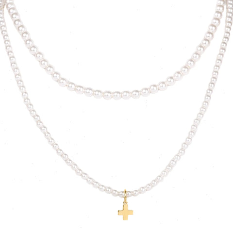 layers with meaning - pearl signature cross charm