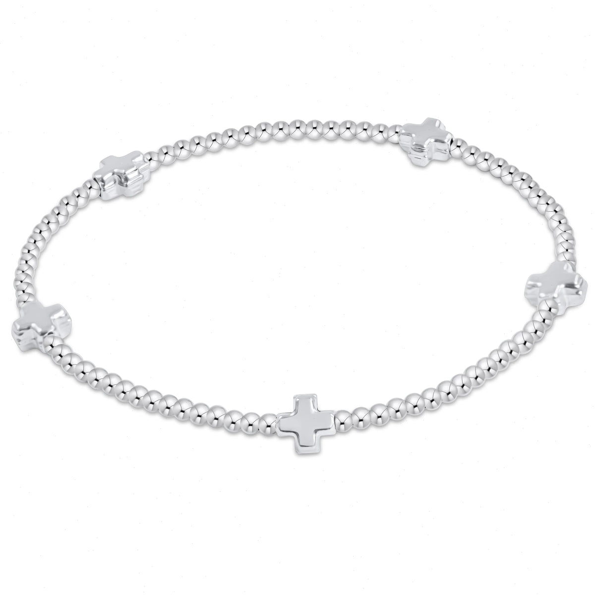 Signature Cross Small Sterling Pattern 2mm Bead Bracelet - Sterling