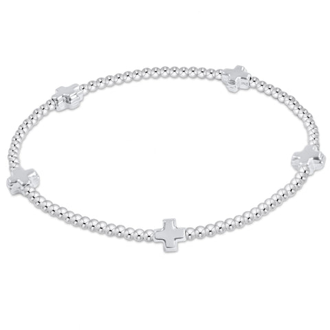 Signature Cross Small Sterling Pattern 2mm Bead Bracelet - Sterling