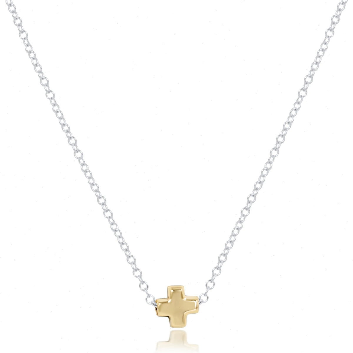 16" Necklace Sterling Mixed Metal - Signature Cross Small Gold