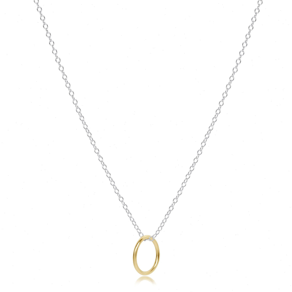 16" Necklace Sterling Mixed Metal - Halo Gold Charm