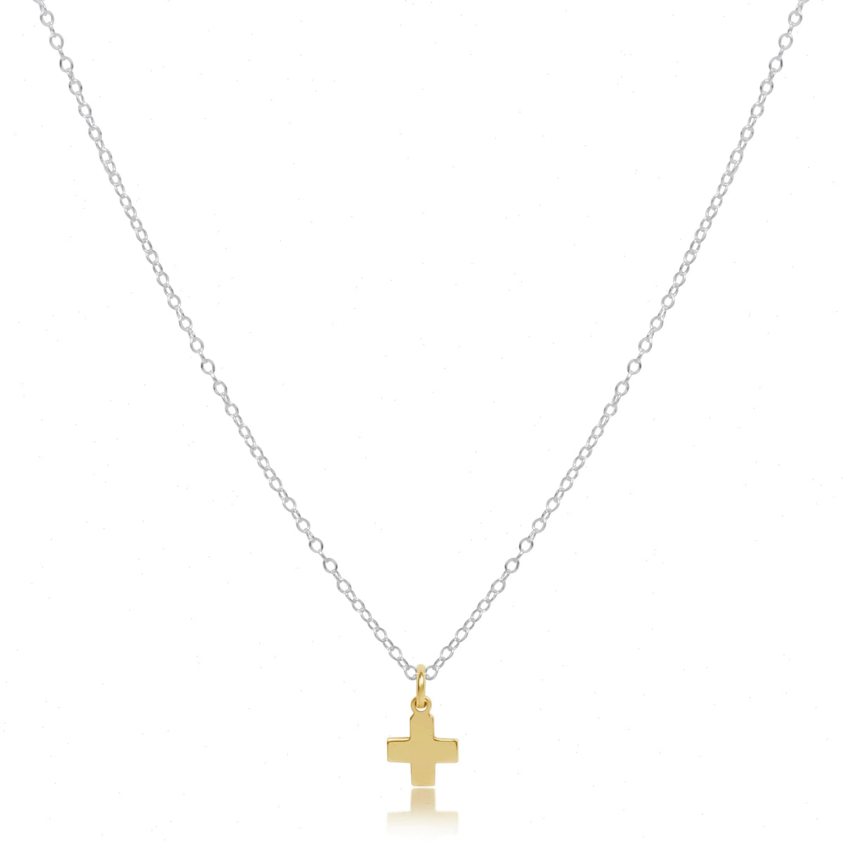16" Necklace Sterling Mixed Metal - Signature Cross Gold Charm