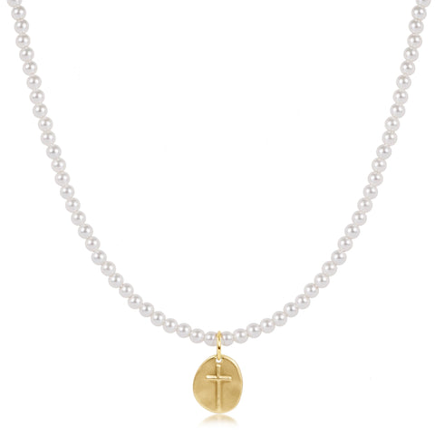 Choker Classic Pearl 3mm Bead - Inspire Small Gold Charm