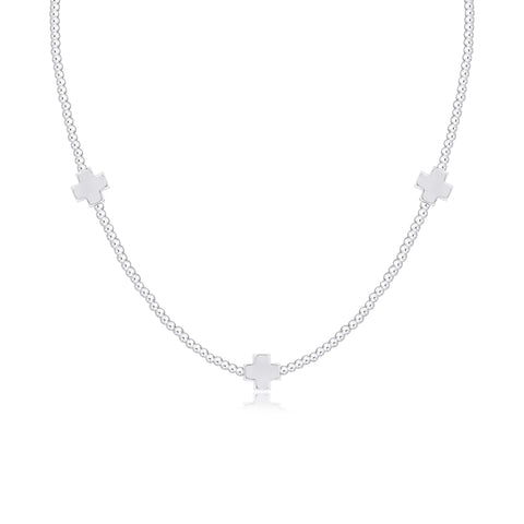 15" Choker Signature Cross Sterling Pattern 2mm Bead - Signature Cross Sterling