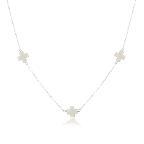 Choker Simplicity Chain Sterling - Signature Cross Off-White
