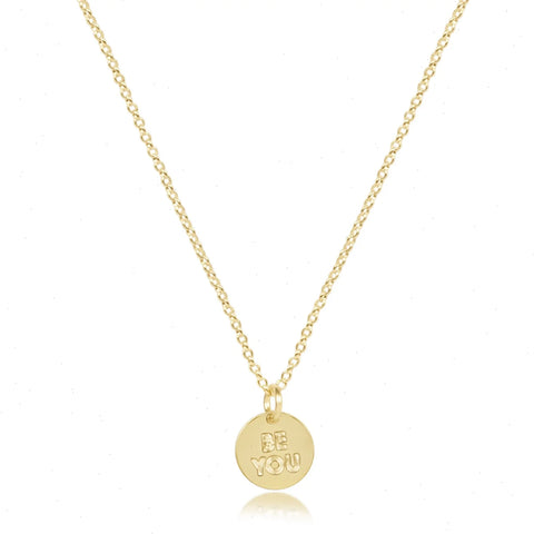 16" Necklace Gold - be you. Small Gold Word Disc