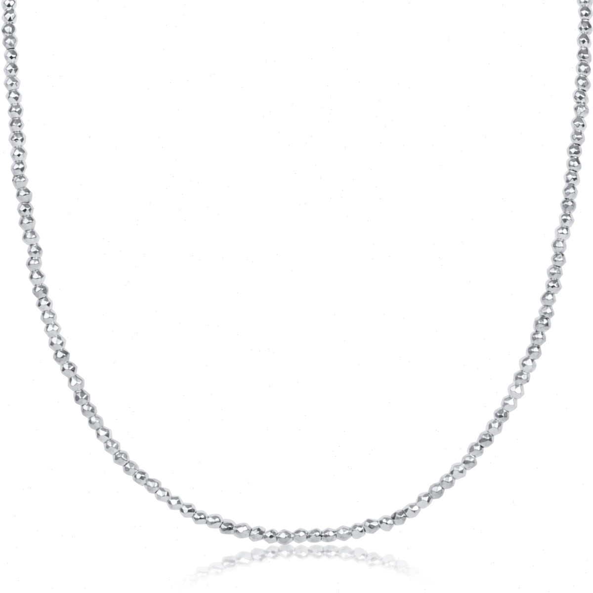 choker bright silver faceted hematite 2mm bead