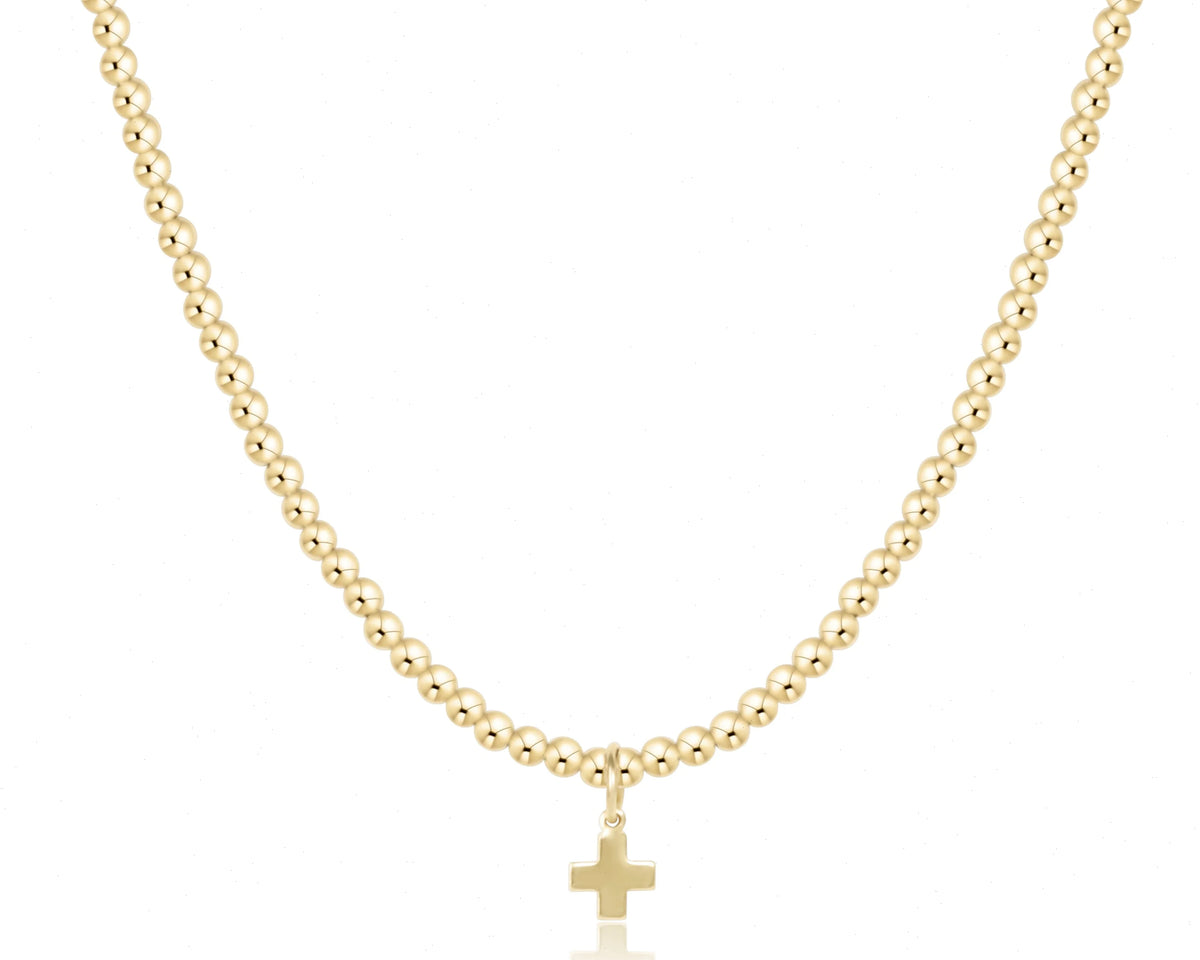 Choker Classic Gold 3mm Bead - Signature Cross Gold Charm