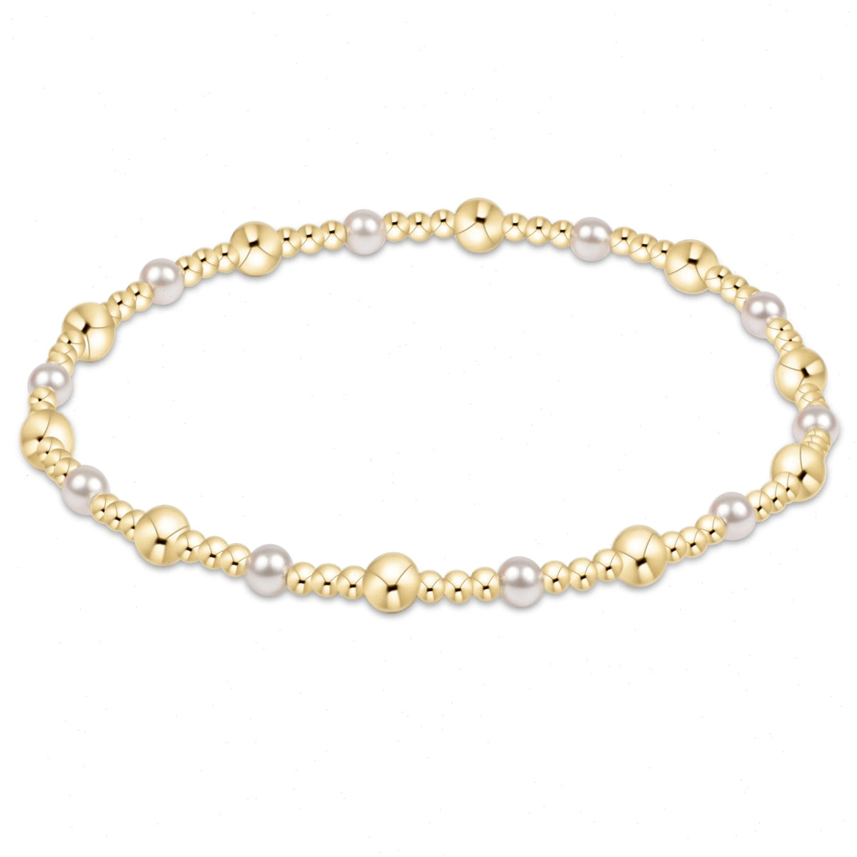 Classic Gold Sincerity Pattern 4mm Bead Bracelet - Pearl
