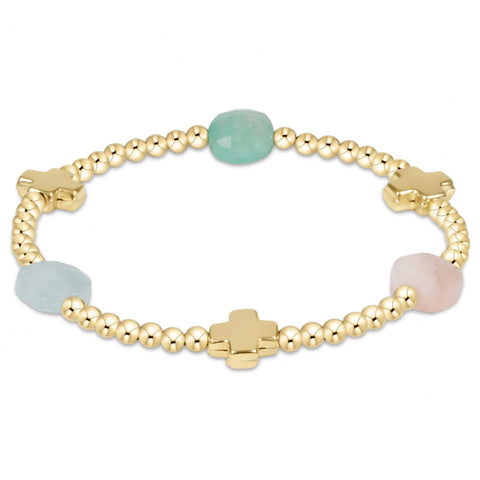 Signature Cross Admire Gold Pattern 3mm Bead Bracelet - Hot Mess SS25