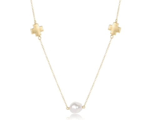 Choker Signature Cross Admire Simplicity Chain Gold - Pearl