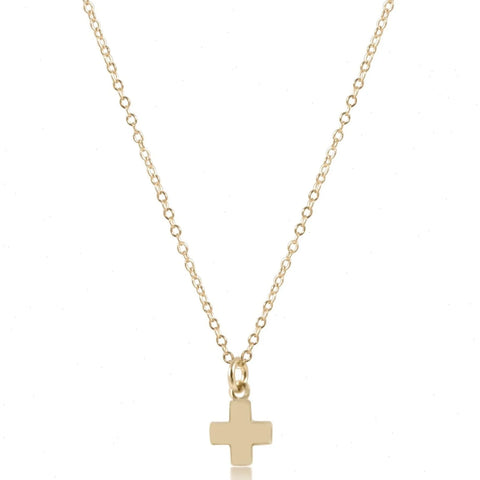 16" Necklace Gold - Signature Cross Small Gold Charm