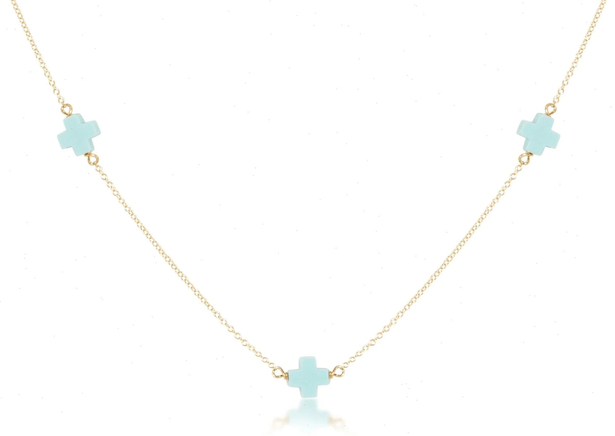 choker simplicity chain gold - signature cross turquoise